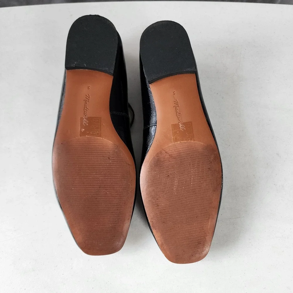 Madewell Mylie Flats Womens Size 5 Black Leather Buckle Square Toe Shoes T-Strap